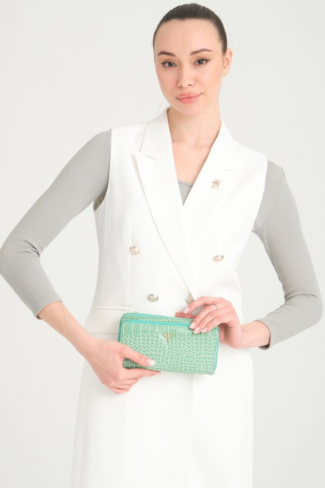Zoozie Bags Cartera Verde Mar de Cuero PU para Mujer con Compartimentos y Cierre de Seguridad, Elegante y Duradera